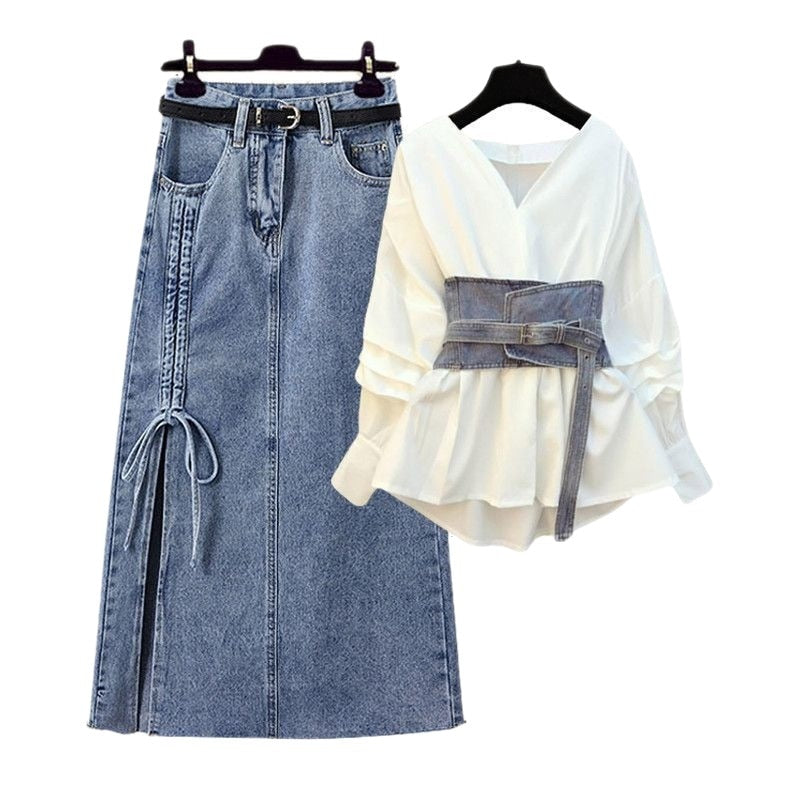 Stacy Shirt + Jeans + Skirt Set