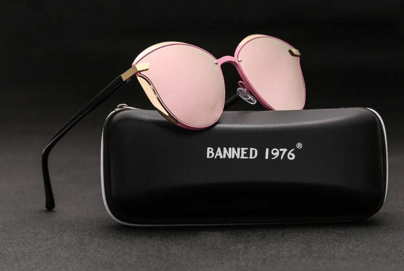 BANNED 1976 Luxury Women Sunglasses Fashion Round Ladies Vintage Retro Brand Designer Oversized Female Sun Glasses Oculos Gafas