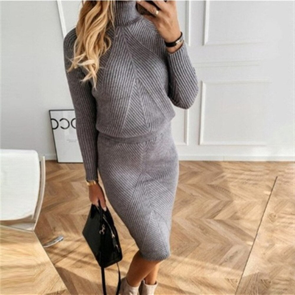 Terry Sweater + Skirt Suit